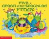 Five green and speckled frogs
